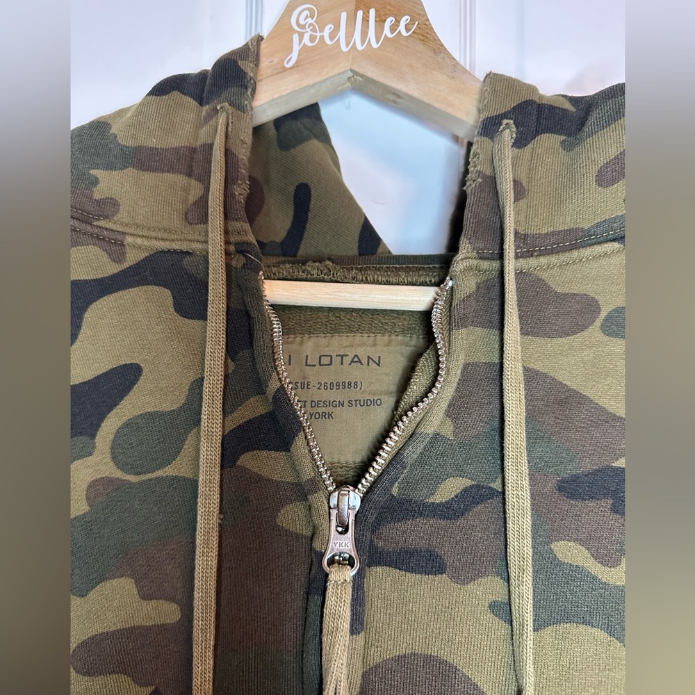 Nili Lotan Callie Hoodie in Green Camo Size Medium Full Zip - Picture 6 of 9